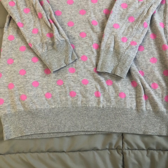 Motherhood Maternity Gray and Pink Polka Dot Crew Neck Sweater - Picture 5 of 10